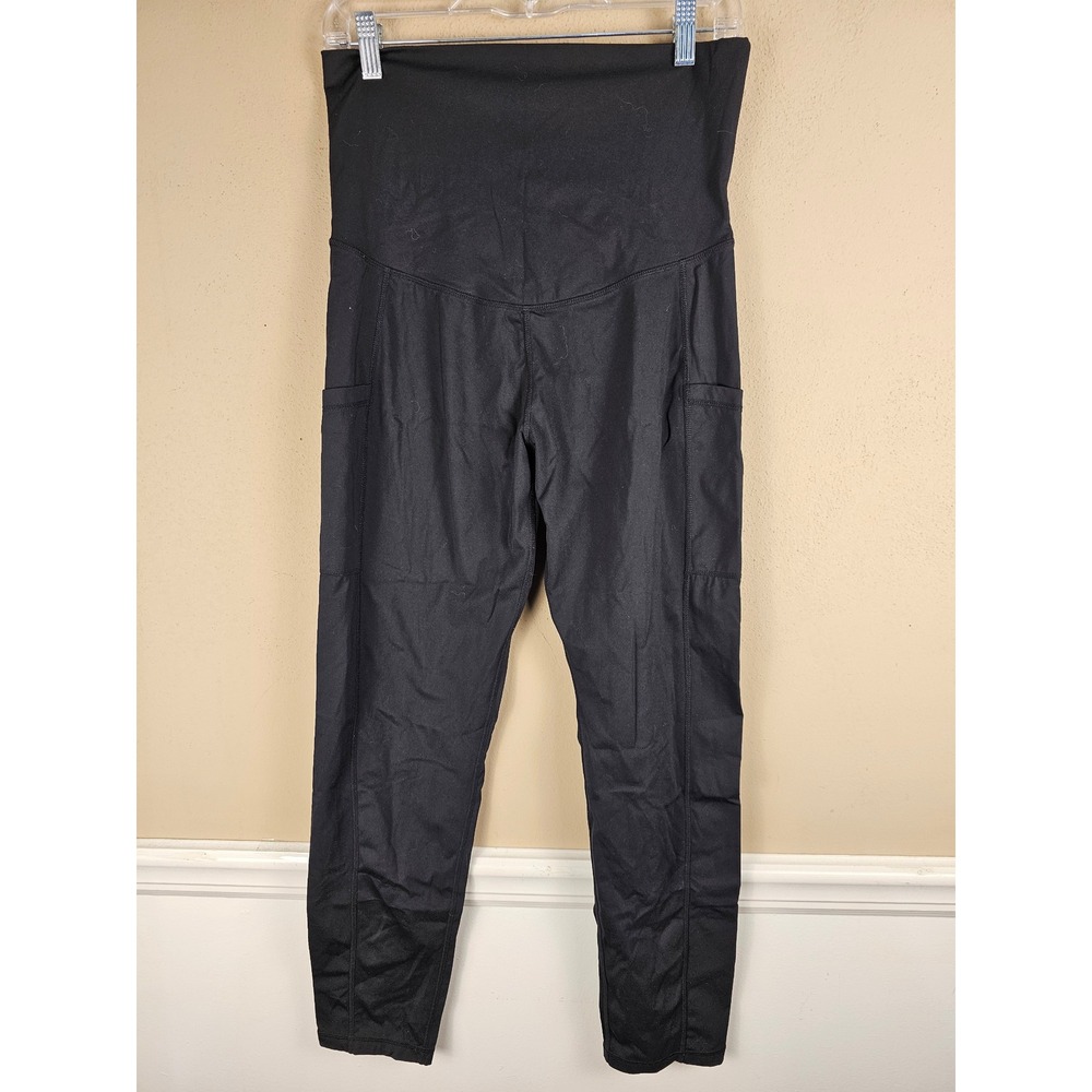 Quince Womens Black Ultra‎ Form Maternity & Postpartum Leggings Large